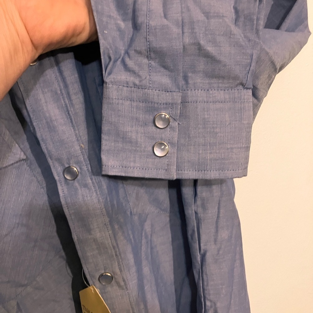 Levi’s dead stock vintage chambray shirt with pearlized snaps size large - Picture 8 of 13